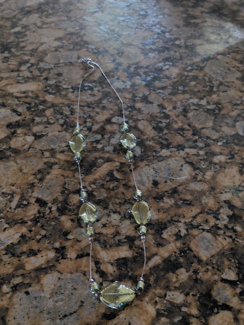 Italian Murano Glass Handcrafted Green Glass Leaf Necklace - Women Jewelry